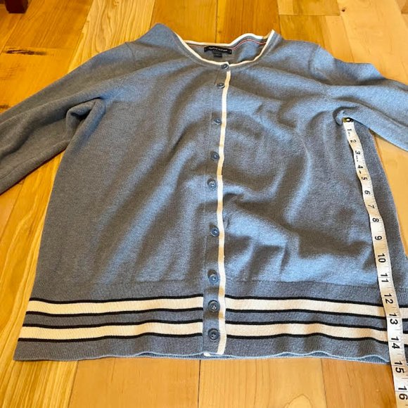 Tommy Hilfiger Light Blue Striped Edge Cardigan: Size L - Picture 8 of 10